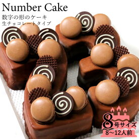誕生日ケーキ アニバーサリーケーキ♪数字の形のケーキでお祝い☆ナンバーケーキ 8号 生チョコレートタイプ人気のナンバーケーキの生チョコタイプ！記念日やイベント お誕生日 記念日 還暦 メモリアルなどのお祝いに☆