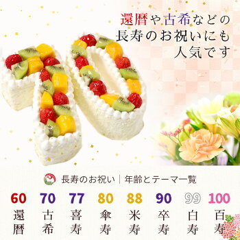 誕生日ケーキアニバーサリーケーキ☆記念の数字を形に！(※1ケタのみ)『ナンバーケーキ』6号フルーツといちごの2タイプ☆お誕生日はもちろん、敬老の日も！数字の形のケーキでお祝いしよう！