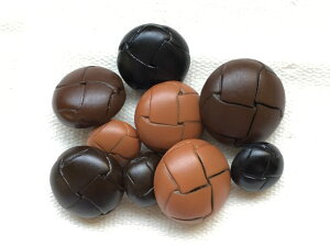 高級感漂う レザー調・革調 厚型 金属足 タイプ(4色展開)バスケット ボタン22mm × 3個 セット