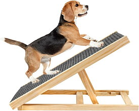 ペット ステップ ペット スロープ 室内 小型犬 犬用 ステップ スロープ 犬 介護 高齢犬 転倒防止 段差解消 簡易階段 安全 便利 犬用品 ペット用品 (Wood color, M, 1)