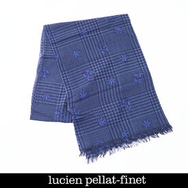 Lucien Pellat-finet(ルシアンペラフィネ)ニットマフラーネイビー×ブルー323 68450