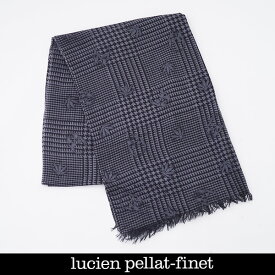 Lucien Pellat-finet(ルシアンペラフィネ)ニットマフラーブラック×グレー323 68450