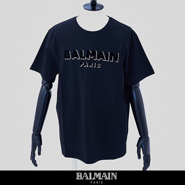 楽天市場】balmain(バルマン)半袖Tシャツテクスチャー Balmainロゴ 