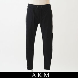 AKM(エイケイエム)スウェットパンツMERYL HIGH TENSION SIDE LINE BIKER SKINNYブラックP340 NLU037