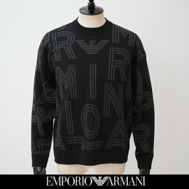 EMPORIO ARMANI（エンポリオ アルマーニ）クルーネックセーターブラック×グレー6R1MXK 1MNKZ