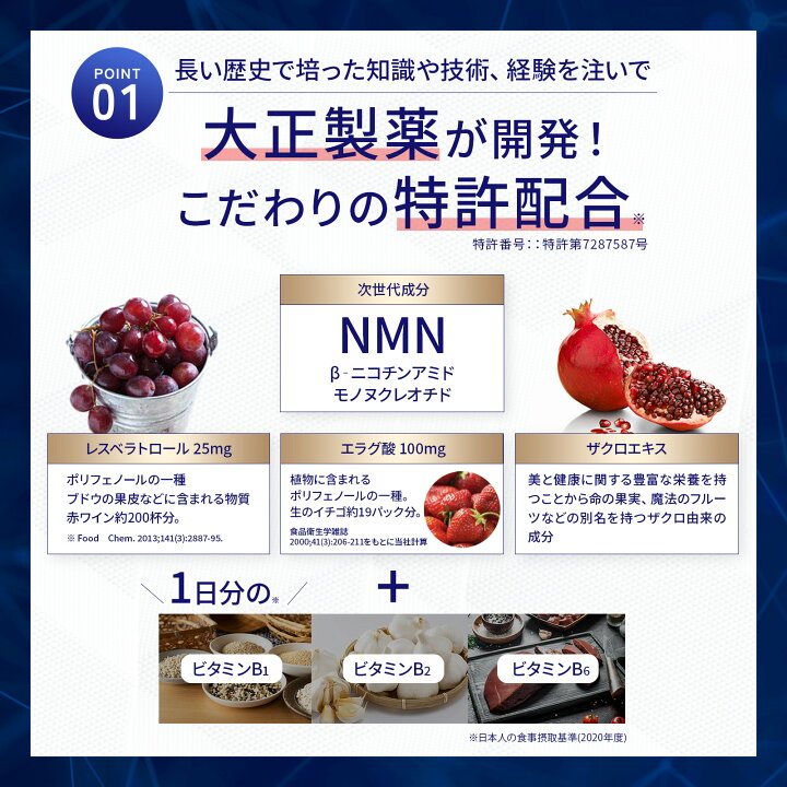 楽天市場】【公式】 大正製薬 NMN taisho 1袋3粒×30袋 90カプセル  