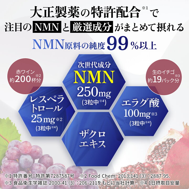 楽天市場】【公式】 大正製薬 NMN taisho 1袋3粒×30袋 90カプセル 