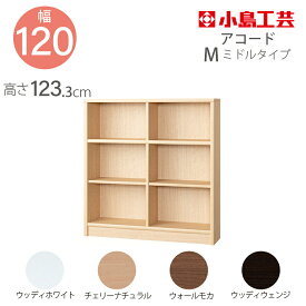小島工芸 本棚 低ホルム アコード120M ミドルタイプ 国産書棚 耐震機能 頑丈組立不要 完成品 幅120 奥行30 高さ123