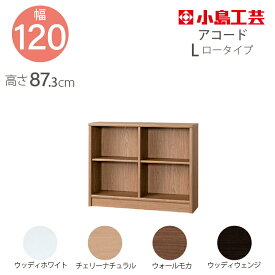 小島工芸 本棚 低ホルム アコード120L ロータイプ 国産書棚 耐震機能 頑丈組立不要 完成品 幅120 奥行30 高さ87