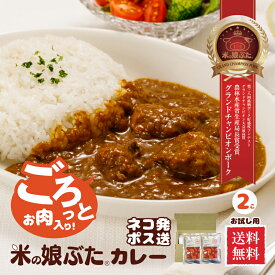 米の娘ぶた(こめのこぶた)カレー 1人前 200g×2個セット　ネコポス発送 東北 山形県産 豚肉 ブランド豚 ご当地 レトルトカレー 電子レンジ 湯煎 簡単 おうちご飯に　送料無料