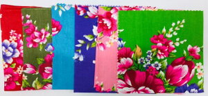 <送料無料>客家花布生地【小】全6色緑 赤 紫 青 ピンク 鶯色 台湾花模様 花布 台湾 華布 はなぬの 客家 通販 オリジナル 鮮やか かわいい