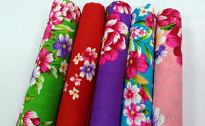 ◎台湾オリジナル!客家花布生地【大】全5色緑 赤 紫 青 ピンク 花布 台湾 華布 はなぬの 客家 通販 オリジナル 鮮やか かわいい