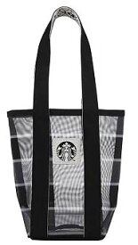 2024　NEW!台湾スターバックスstarbucks coffeeストライプメッシュTO GOドリンクバッグ （黒）台湾スタバ