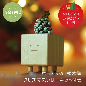 【クリスマスラッピング】 ボーちゃん クリスマスツリー ミニ DIY 卓上 木製 かわいい おしゃれ ボーちゃん植木鉢 天然木 ナチュラル ウッド トスム TOSMU