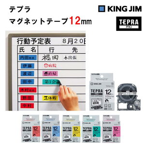テプラ マグネットテープ 12mm幅 12ミリ テプラテープ カートリッジ マグネット キングジム KING JIM TEPRA テプラ テプラPROシリーズ 白 赤 黄 緑 青 SJ12R SJ12Y SJ12G SJ12B SJ12S Sj12SR