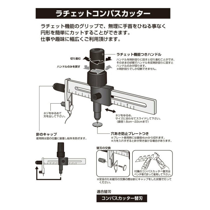 【お買い物マラソンポイント２倍】 コンパスカッター ラチェットコンパスカッター オルファ １８９Ｂ サークルカッター 替え刃１０枚付き  文房具と事務用品の太陽堂