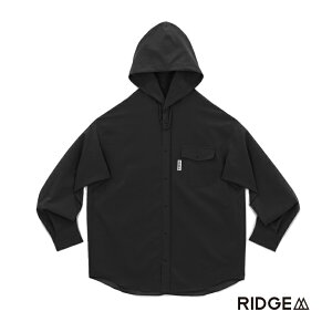 RIDGE MOUNTAIN GEAR ���b�W�}�E���e���M�A Men's Hooded Long Sleeve Shirt 2026 Solid Black �t�[�f�b�h �����O�X���[�u �V���c 2026 �\���b�h�u���b�N �����Y���f�� �����V���c