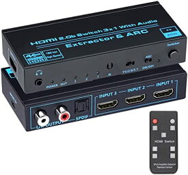 BLUPOW 4K30Hz HDMI切替器 3入力1出力 + 音声分離（光・同軸デジタル・RCA L/R・3.5mm音声出力)HDMIセレクター hdmi分配器 hdmi 分離 音声 hdmi1.4 2160P 3D ARC対応 hdmiスイッチャーVA