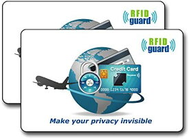 海外旅行用品にクレジットカードや銀行カード、ICカードなどをスキミング被害や電子マネースリから守るカード! 【厚さ0.3mm / RFID Guard カード】 2枚入り