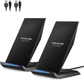 NANAMI ワイヤレス充電器 Qi急速 充電スタンド 2台セット 置くだけ充電器 15W/10W/7.5W iPhone 15/14/13/12 (Pro/Pro Max/Mini) SE第二世代/11Pro/Xs (Max)/XR/8(Plus) Ga