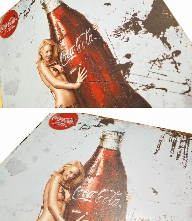 楽天市場 コカコーラ グッズ 雑貨 ブリキ看板k40bd セクシーガール アート パネル 玄関 ビキニ美女 ポスター インテリア コカ コーラ 水着 金髪 ハワイアン雑貨 絵画 アンティーク おしゃれ 水色 青色 ブルー アメリカン雑貨 30cm 40cm A3 プレート ブリキ看板