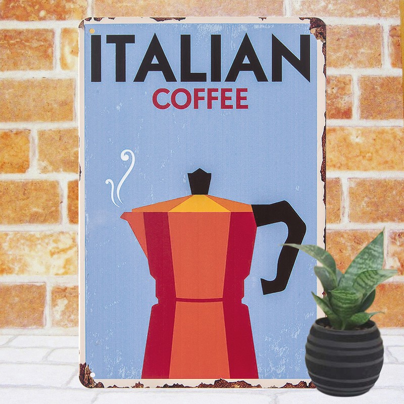 楽天市場】カフェ風 ポスター ブリキ看板s コーヒーポット イタリアンs