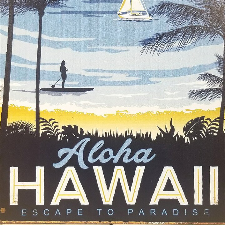 楽天市場】ハワイ ポスター ブリキ看板 HAWAII ヤシの木 アート 