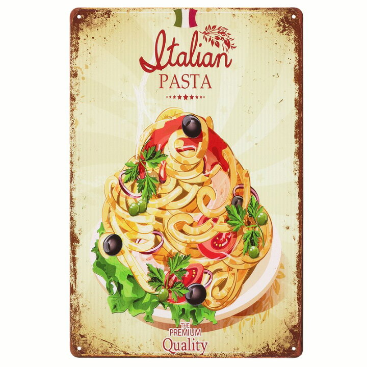 楽天市場 ブリキ看板k パスタ 大盛 食べ物 ポスター 金属アートパネル イラスト 絵画 壁掛け 男前インテリア雑貨 オーナメント アメリカン雑貨 プレート おしゃれ モダン アンティーク風 cm 30cm メール便 ブリキ看板 アート 太陽雑貨ren