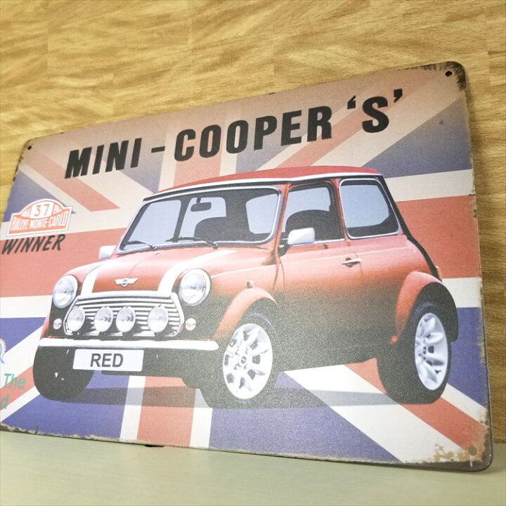 お得な情報満載 ブリキ看板 ミニクーパー 2 ポスター 絵 壁掛け 金属アートパネル Mini 自動車 イギリス イラスト 絵画 アメリカン雑貨 プレート モダン 赤色 白色 青色 Supplystudies Com