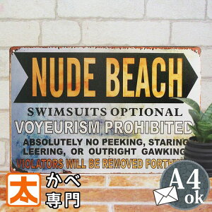 ブリキ看板 ヌードビーチ 海 ポスター 絵 壁掛け 男前インテリア雑貨 アメリカン雑貨 プレート アートパネル 夏 ディスプレイ ビーチ ハワイアン雑貨 サインプレート 青 サーフ系 絵画 おし