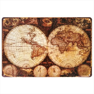 楽天市場 世界地図1 ポスター ブリキ看板 アンティーク調 古代地図 古地図 地球儀 インテリア雑貨 おしゃれ 絵画 壁掛け 一人暮らし 店舗用 ポイント消化 メール便 ブリキ看板 アート 太陽雑貨ren
