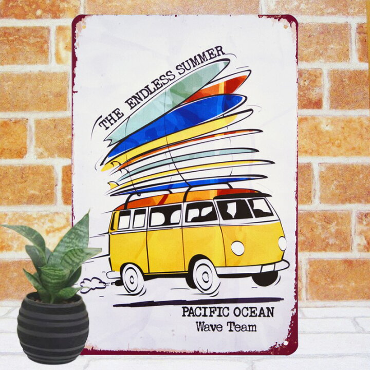 楽天市場】アートパネル サーフ ブリキ看板 ガーデン k ワーゲンバス 