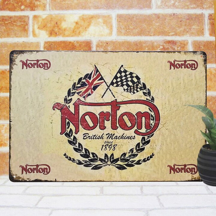 楽天市場】ブリキ看板 バイク ノートン norton ロゴ ポスター 
