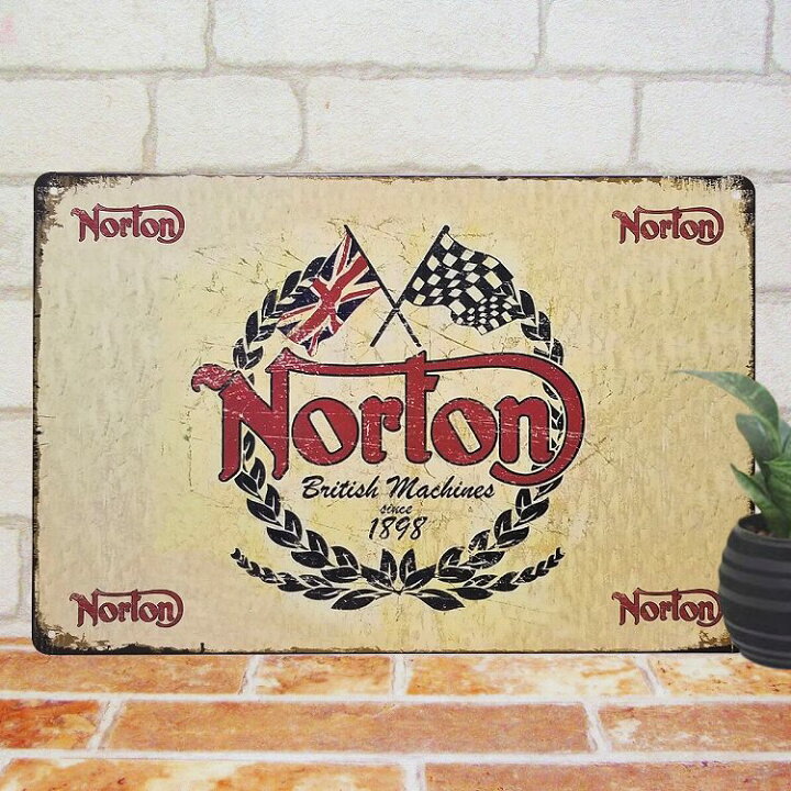 楽天市場】ブリキ看板 バイク ノートン norton ロゴ ポスター 