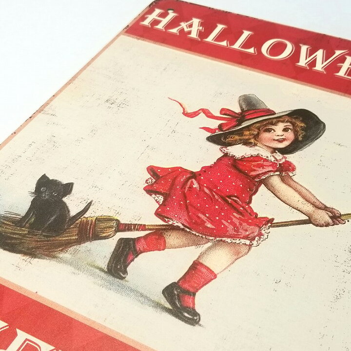 楽天市場 ハロウィン 飾り オーナメント ブリキ看板s 子供の魔女と黒猫 キャンディー インテリア雑貨 ポスター 小物 ハロウィンボード 装飾 女の子 魔法使い ネコ クロネコ レトロ風 イラスト タペストリー おしゃれ かわいい 玄関 アメリカン雑貨 Halloween