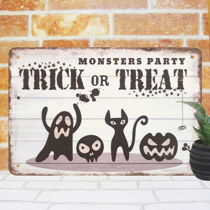 楽天市場 ハロウィン 飾り オーナメント ブリキ看板s お化け ガイコツ 猫 かぼちゃ 白黒 インテリア雑貨 ポスター 小物 ハロウィンボード 装飾 イラスト タペストリー おしゃれ かわいい モノトーン 横長 玄関 Halloween ハロウィーン 21年 プレート ブリキ看板