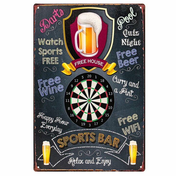 楽天市場 ブリキ看板s ビール ダーツ Spo ポスター 絵 壁掛け インテリア雑貨 金属アートパネル イラスト 絵画 アメリカン雑貨 プレート おしゃれ モダン cm 30cm メール便 ブリキ看板 アート 太陽雑貨ren