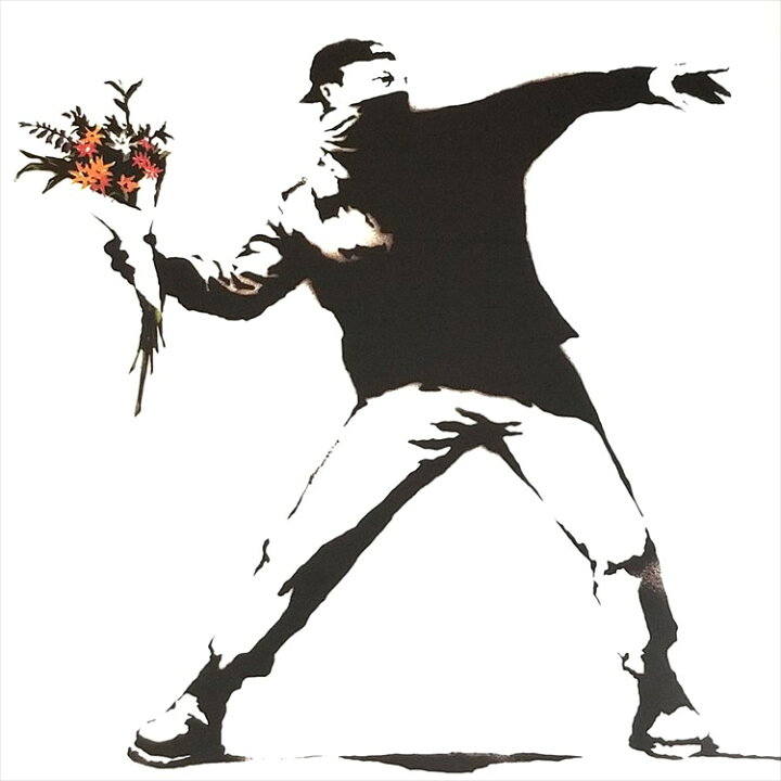 楽天市場 10倍 バンクシー アートパネル53 アートフレーム 花束を投げる男性 アートポスター 作品 絵 絵画 グッズ 有名 壁画 北欧 イラスト 壁掛け フレーム付き おしゃれ モダン シンプル Molotov フラワーボンバー 戦争反対 平和 約40cm 50cm 大きい 大型 Banksy