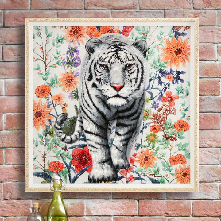 楽天市場】入手済】 虎 の 絵 特大 アートパネル 絵画 ホワイト 