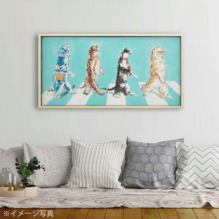 楽天市場】特大 アートパネル 103 猫 ビートルズ アビィロード の 絵 