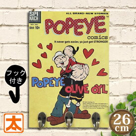 フック付き木製アートボード 26 ポパイ オリーブ ラブラブ ポスター 絵 壁掛け インテリア 雑貨 インテリア雑貨 アートパネル アメコミ アメリカ アニメ キャラクター イラスト 絵画 アメリカン雑貨 プレート レトロ風