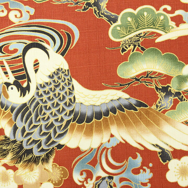 楽天市場】和柄 金彩鶴亀文様 全5色 約110cm幅 10cm単位 切り売り 