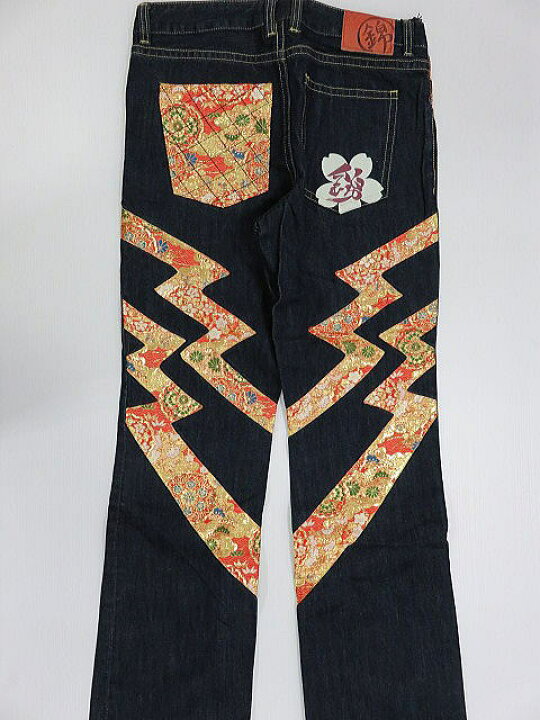楽天市場】錦 和柄 デニムパンツ 緞子アップリケ刺繍 NISHIKI 