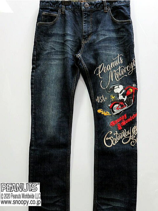 楽天市場】Flag Staff × SNOOPY スヌーピーバイク刺繍デニムパンツ 