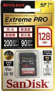 TfBXN SANDISK Extreme PRO SDXCJ[h 128GB Class10 UHS-I U3 V30 őǍ200MB/s ő发90MB/s hoVJ胂f SDSDXXD-128G-JOJCP Vi  [֔