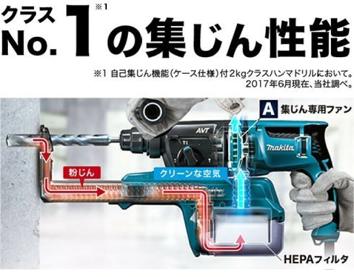 楽天市場】マキタ(makita) HR2651 26mm 吸塵システム付 ハンマードリル 