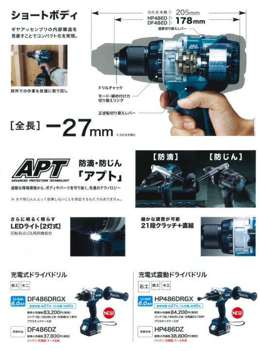 楽天市場】マキタ(makita) HP486DZ 充電式震動ドライバドリル 18V 140N.m 【本体のみ】【3193】 : 高橋本社 楽天市場店 楽天市場】マキタ(makita) HP486DZ 充電式震動ドライバドリル 18V 140N.m 【本体のみ】【3193】 : 高橋本社 楽天市場店