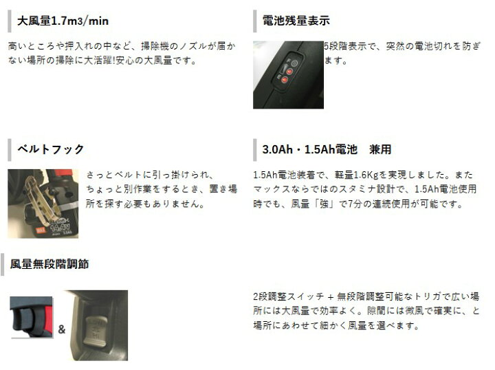 楽天市場】マックス(MAX) 充電式ブロア PJ-BL21 14.4V【本体のみ 
