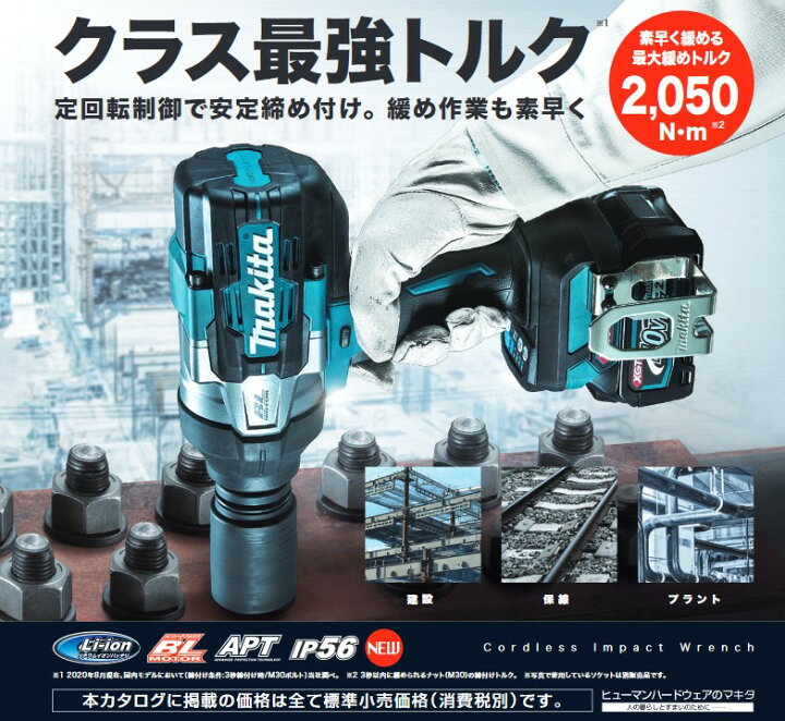 楽天市場】マキタ(makita) TW001GRDX 充電式インパクトレンチ 40V 角 