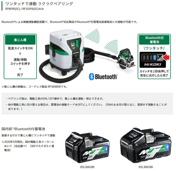 楽天市場】HiKOKI(ハイコーキ) RP150YB(L) 連動付集塵機(乾湿両用) 3P 